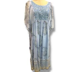 Size XXL Novica Blue Printed Elegant Entrance New Embellished Sequin